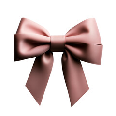 Wall Mural - A soft pink satin bow with flowing ribbon tails, isolated on a transparent background