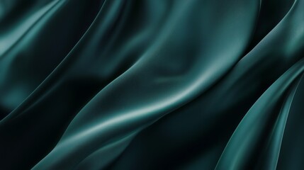 Poster - Rich emerald silk flows gracefully, highlighting its smooth texture and sheen. The fabric catches soft light, creating a serene ambiance in an upscale setting
