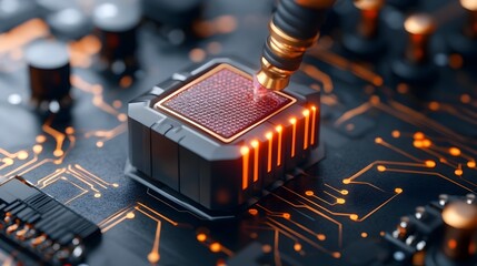 Poster - Futuristic 3D rendered showcasing an innovative graphene based energy storage solution for sustainable and efficient power storage systems of the future