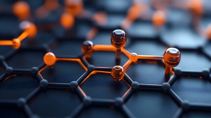 Poster - graphene s atomic lattice with hexagonal structure in a flat design 3d rendered depicting the materi