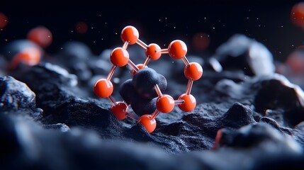 Poster - 3d rendered graphene in aerospace innovative ultra light materials used in futuristic spacecraft con