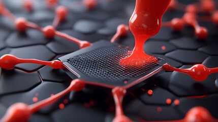 Poster - Futuristic Graphene Based Electronic Circuits Flat Design of Nanotechnology Innovation  Abstract digital backdrop with intricate patterns geometric shapes