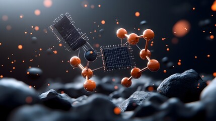 Poster - Futuristic 3D rendered of graphene based electronic circuits displaying the intricate and innovative design of nanotechnology