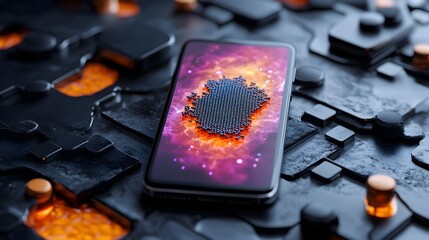 Poster - cutting edge 3d rendered graphene enhanced flexible electronic display for advanced smartphone techn