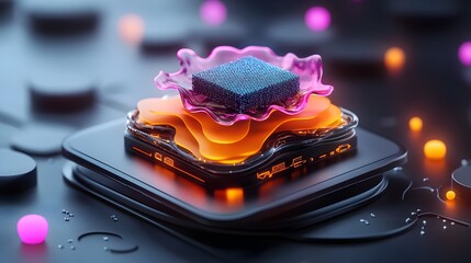 Poster - Graphene Enhanced Flexible Electronic Display A 3D Rendered of Cutting Edge Smartphone Technology with Ultra Thin Layers for Advanced Electronics and Flat Design