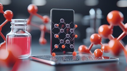 Poster - graphene flexible electronics 3d rendered of futuristic flexible smartphone screen with modern flat 
