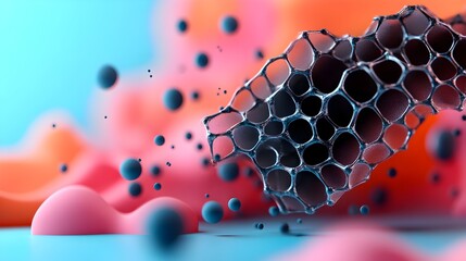 Poster - sliding graphene layers futuristic 3d rendered visualization of atomic sheets gliding over one anoth