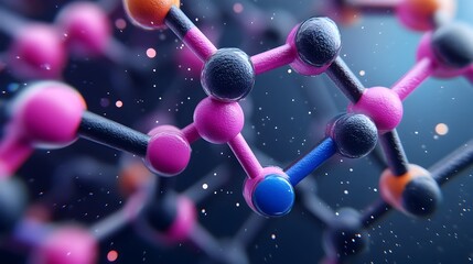 Poster - Captivating 3D rendered showcasing the detailed molecular structure of graphene with a vibrant color palette highlighting the intricate hexagonal carbon lattice pattern