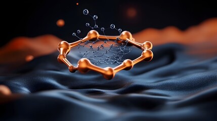 Poster - Graphene material in 3D rendered for flexible and innovative wearable technology flat design with futuristic and modern aesthetics for user interface product design and material science concepts