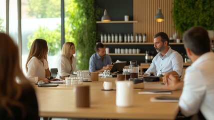Poster - Business meeting in a modern office with a focus on collaboration and strategy development among team members