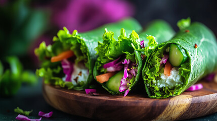 Wall Mural - Fresh Leafy Wraps with Cottage Cheese and Cucumber