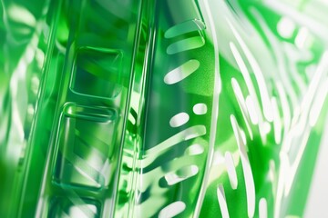 Poster - A close-up of translucent green plastic shapes, featuring abstract patterns and vibrant hues, creating a modern aesthetic.