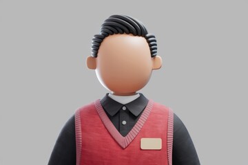 Fototapete - A faceless 3D cartoon man in a red sweater vest and black shirt  ready for customization.
