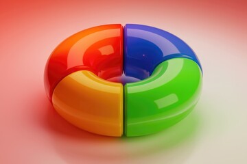 Aufkleber - A vibrant circular graphic showcasing four glossy  quarter segments in red  orange  blue  and green.