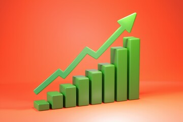 Aufkleber - Green upward trending bar graph showing significant growth and progress.