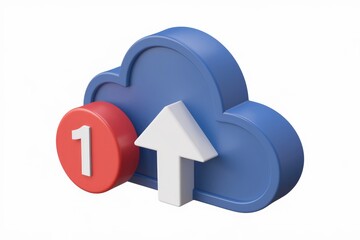 Fototapete - One file uploaded to the cloud storage. Simple 3D icon.