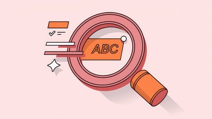 Poster - Magnifying glass focuses on ABC label; abstract concept of search  discovery  and data analysis.