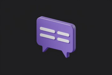 Leinwandbilder - 3D purple chat bubble icon symbolizes communication and messaging.