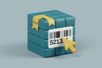 Poster - Teal cube shows online product tracking and inventory management.