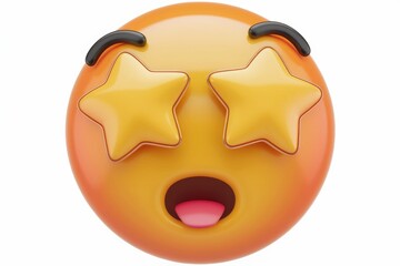Poster - 3D rendered emoticon with stars  open mouth  tongue out.