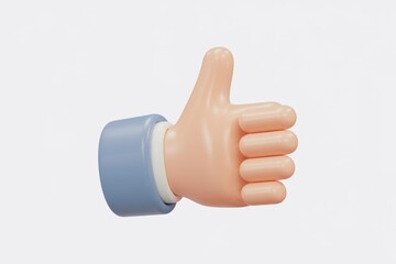 Poster - A 3D rendering of a cartoon hand giving a thumbs up gesture  symbolizing approval and positivity.