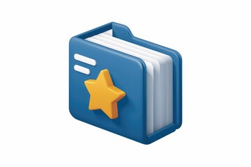 Leinwandbilder - 3D isometric illustration of a blue folder with a star  representing important files.
