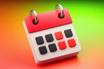 Poster - A 3D rendered image of a small red and white calendar icon.