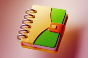 Poster - A vibrant  3D rendered spiral notebook with yellow and green covers.