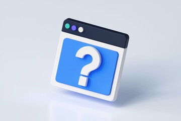Leinwandbilder - 3D blue web page icon with white question mark symbolizes online queries.