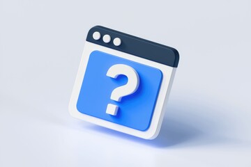 Leinwandbilder - A 3D rendering of a webpage with a question mark  symbolizing online queries or FAQs.