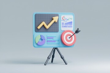 Aufkleber - 3D presentation board for business growth and strategic planning.