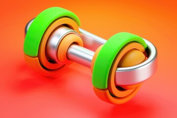 Fototapete - Colorful metallic object with interconnected rings and cylinders.