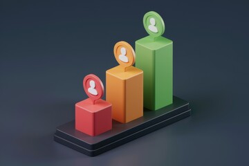 Aufkleber - Ascending bar graph showcasing user growth or increasing user base over time.