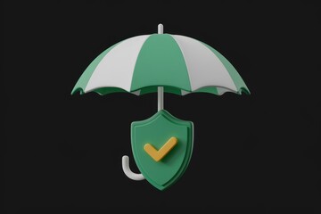 Poster - Umbrella and shield representing protection and security  a 3D render.