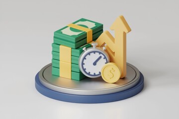 Aufkleber - Time is money   growing wealth and increasing profits rapidly.