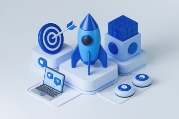 Poster - Rocket illustration symbolizes business growth and success.