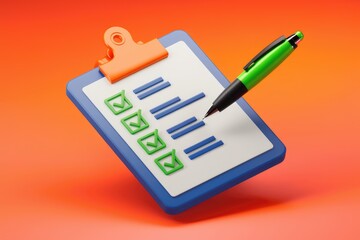 Leinwandbilder - Checklist with green checkmarks on a clipboard  indicating task completion.