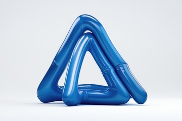 Poster - Abstract triangular structure of interlocking blue tubes with glossy texture.