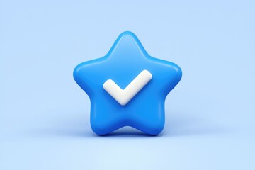 Poster - A blue star with a white checkmark signifies completion  approval  or success.