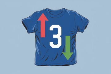 Poster - Blue t shirt with number 3 and stock market arrows.