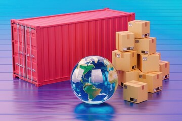 Poster - Global shipping concept symbolizing international trade and logistics.