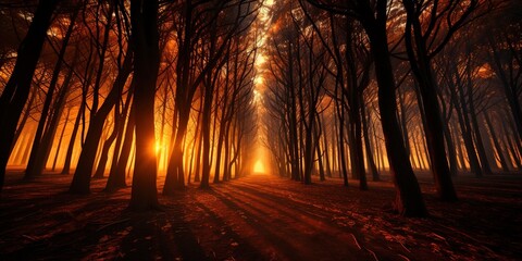 Wall Mural - sunrise in the forest