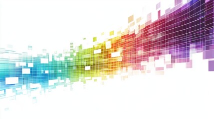 Fototapete - Colorful pixelated abstract design on white background.