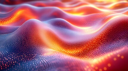 Poster - Abstract vibrant digital waves with glowing sparkles, futuristic design concept