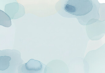 Poster - Soft blue and green watercolor stains create a dreamy and ethereal background, perfect for adding a touch of elegance