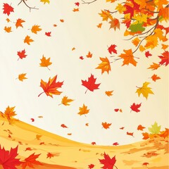 Aufkleber - Autumn background with bright maple leaves. Vector illustration for your advertising design. Trendy modern art poster.
