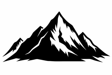 a simple snow-covered mountain silhouette black vector white background