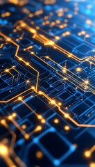 Poster - Abstract Technology Background, Futuristic Circuit Board Design with Glowing Lines and Nodes
