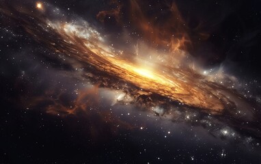 Wall Mural - cosmic inferno: a breathtaking view into the heart of a vibrant, swirling galaxy, showcasing the fie