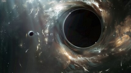Wall Mural - cosmic dance: a mesmerizing depiction of a black hole in the vast expanse of space, captivating with